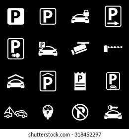 Vector White Parking Icon Set.