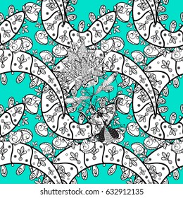 Vector white pattern on blue background. Abstract wallpaper, wrapping decoration. White snowflake simple seamless pattern. Symbol of winter, Merry Christmas holiday, Happy New Year 2018.