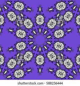 Vector white pattern. Seamless textured curls. Oriental style arabesques white pattern on a violet background with white elements.