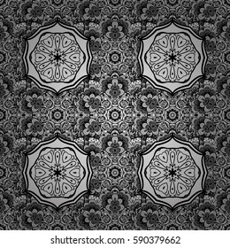 Vector white pattern. Seamless textured curls. Oriental style arabesques white pattern on a background with white elements.