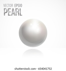 Vector white pearl isolated on white background.