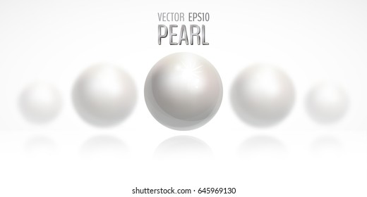 Vector white pearls isolated on white background.