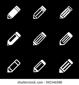 Vector white pencil icon set.