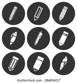 Vector white pensil icons set