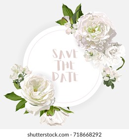 Vector White Peonies Frame Template