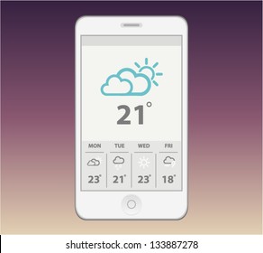 Vector white phone with weather gadget