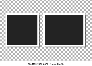 	
 vector white photo frame picture in mockup style. Photo frame template on transparent background for photograph, scrapbook, memories. Template paper photo picture with emty place. eps10