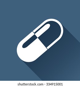 Vector white pill icon on dark background 