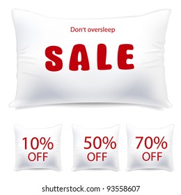 Vector white pillow as sale or discount tag