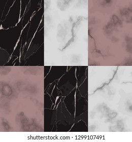 Vector white, pink and black brick marble seamless pattern. Repeat marbling surface, modern luxurious background, luxury vertical wallpaper, textile print and interior tile.