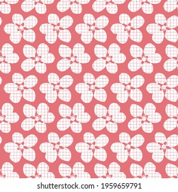 Vector white pink flowers texture seamless pattern