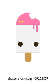 Vector White and Pink Ice Cream Lolly Isolated on White Background