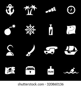 Vector white pirate icon set.
