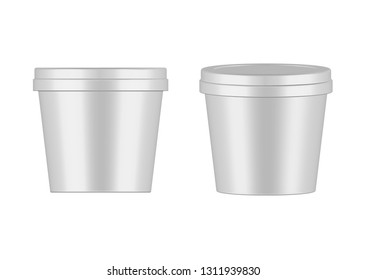 Vector White Plastic Tub Isolated On White Background