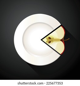 Vector of White Plate and Apple Pie Chart