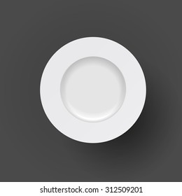 Vector white plate icon on black background