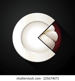 Vector of White Plate and Mangosteen Pie Chart