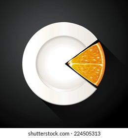 Vector of White Plate and Oragn Pie Chart Info Graphic