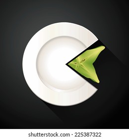 Vector of White Plate and Star Fruit Pie Chart Info Graphic