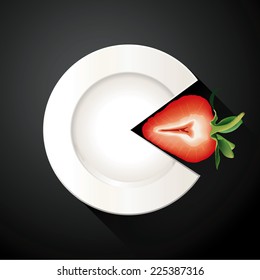 Vector of White Plate and Strawberry Pie Chart Info Graphic