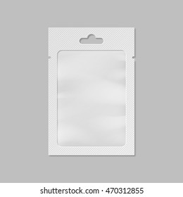 Vector white pocket bag with transparent window and hang slot illustration