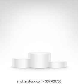 Vector White Podium Tribune Stand Isolated on White Background