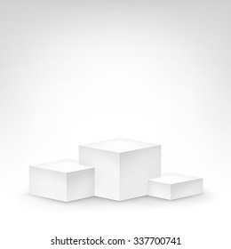 Vector White Podium Tribune Stand Isolated on White Background