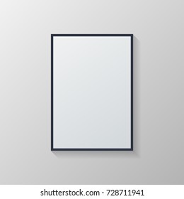 Vector White Poster With Black Frame On Grey Wall