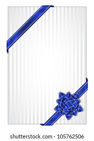 Vector white present background with blue bow
