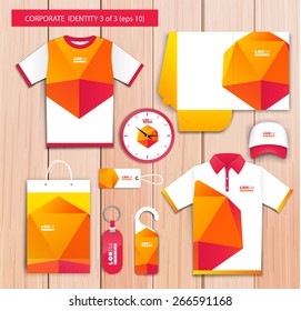 Vector white promotional souvenirs design for company with yellow, red  elements. Elements of stationery. Eps 10