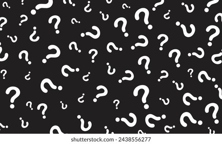 vector white question marks on black background