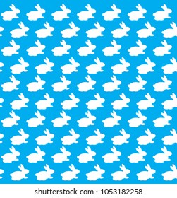 vector of white rabbits on a blue background