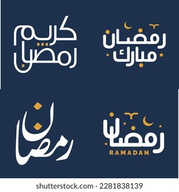 Vector White Ramadan Kareem Greeting Card with Orange Design Elements Design.