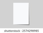 Vector white realistic blank paper page with shadow isolated on background. A4 size sheet paper note mock up template for flyer, cover, magazine, newspaper, brochure and documents presentation.
