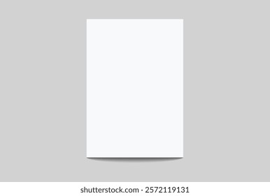 Vector white realistic blank paper page with shadow isolated on background. A4 size sheet paper note mock up template for flyer, cover, magazine, newspaper, brochure and documents presentation.

