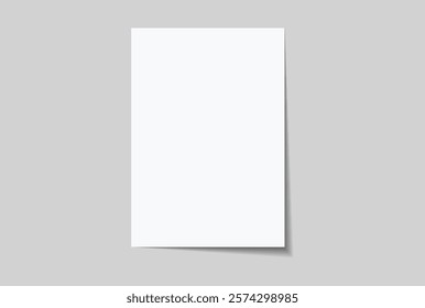 Vector white realistic blank paper page with shadow isolated on background. A4 size sheet paper note mock up template for flyer, cover, magazine, newspaper, brochure and documents presentation.
