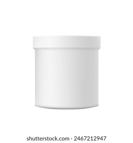 Vector white realistic cream jar for your logo, cosmetic packaging container, mockup template for cream, gel, lotion, powder.
