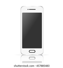 Vector white realistic mobile phone, smartphone isolated on white background.