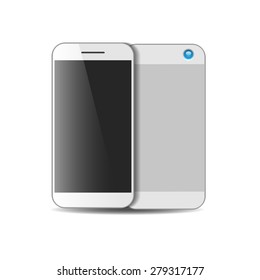 Vector white realistic mobile phones, modern digital device for your design