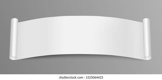 Vector white realistic paper roll. Medieval rolled parchment