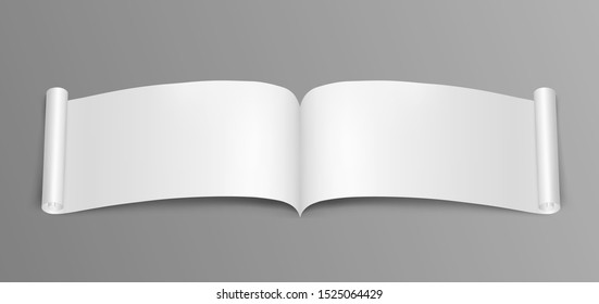 Vector white realistic paper roll. Medieval rolled parchment