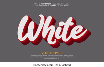 Vector white red 3d text style effect