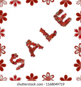 Vector. White, red and black letters: SALE, Hand sketched Sale lettering typography. Banner, badge, tag, icon. Hand drawn Sale lettering sign. Seamless.