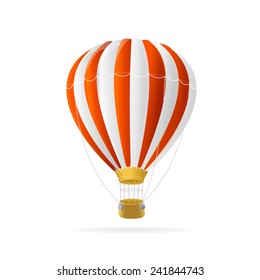 Vector white and red hot air ballon isolated