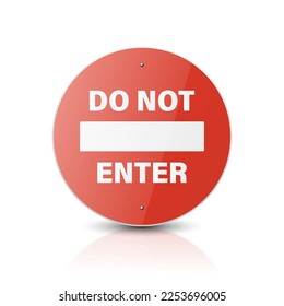Vector White and Red Round Glossy Prohibition Stop Sign - Warning, Danger Sign Frame Icon with Reflection Closeup Isolated on White Background. Dangerous Plate Design Template of Road Sign, Front View