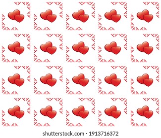 vector white red seamless texture with hearts