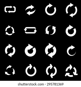 Vector white refresh icon set.
