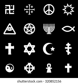 Vector white religious symbols set.