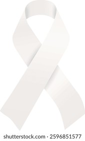 Vector white ribbon symbol isolated for Lung Cancer Awareness campaign. Transparent background