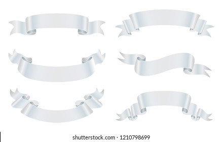 Vector White Ribbons.Ribbon Banner Set. 